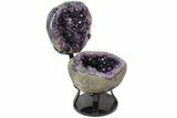 Amethyst Jewelry Box Geode On Metal Stand - Uruguay #116281-3